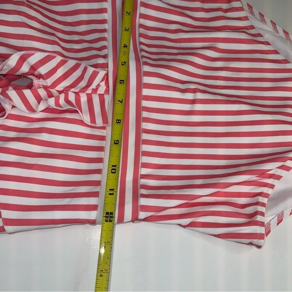 Women's V Neck One Piece Swimsuit Ruffled Back Cross Swimwear Pink White